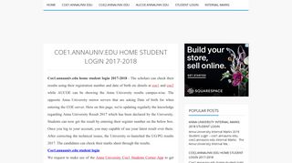 COE1.ANNAUNIV.EDU HOME STUDENT LOGIN 2017-2018
