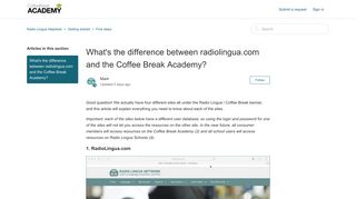 What's the difference between radiolingua.com and the Coffee Break ...