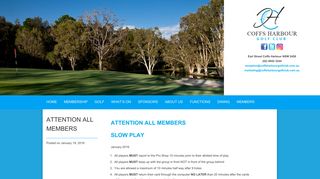Attention All Members | Coffs Harbour Golf Club