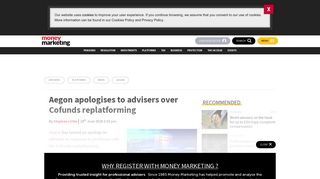 Aegon apologises to advisers over Cofunds replatforming - Money ...