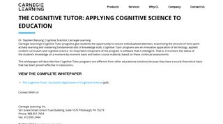 The Cognitive Tutor: Applying Cognitive Science to Education