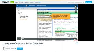 Using the Cognitive Tutor Overview on Vimeo