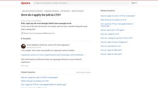 How to apply for job in CTS - Quora