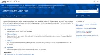 Customizing the Login Page - IBM