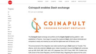 Coinapult enables Dash exchange • Newbium