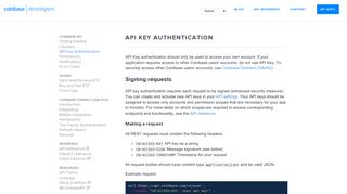 API Key Authentication - Coinbase Developers