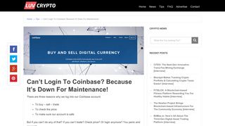 Can't Login To Coinbase? Because It's Down For Maintenance ...