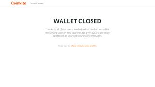 Web Wallet & API Discontinued - Coinkite