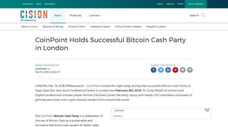 CoinPoint Holds Successful Bitcoin Cash Party in London