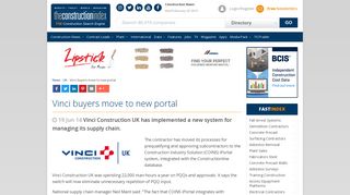Vinci buyers move to new portal - The Construction Index