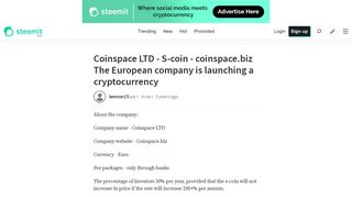 Coinspace LTD - S-coin - coinspace.biz The European company is ...