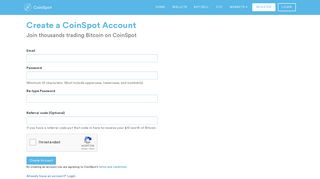 Register Account - CoinSpot