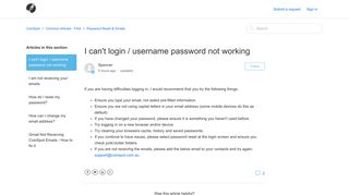 I can't login / username password not working – CoinSpot