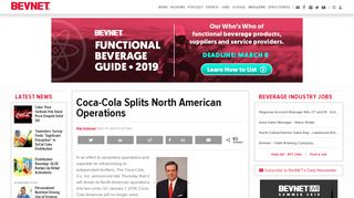 Coca-Cola Splits North American Operations - BevNET.com