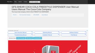 GFS-SHEAR COCA COLA FREESTYLE DISPENSER User Manual ...