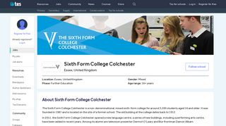 Sixth Form College Colchester - Tes Jobs