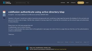 coldfusion authenticate using active directory ldap - Experts Exchange