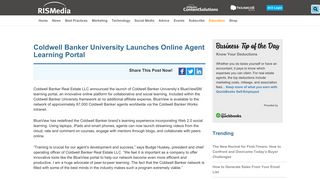 Coldwell Banker University Launches Online Agent Learning Portal ...