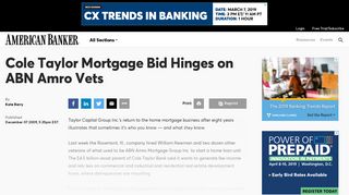 Cole Taylor Mortgage Bid Hinges on ABN Amro Vets | American Banker