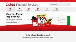 Coles Financial Services: Credit Cards, Insurance, Personal Loans