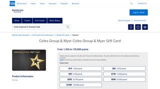 Coles Group & Myer Gift Card - Membership Rewards