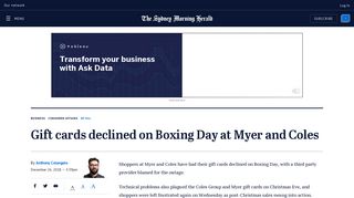 Myer, Coles gift cards declined during manic Boxing Day sales