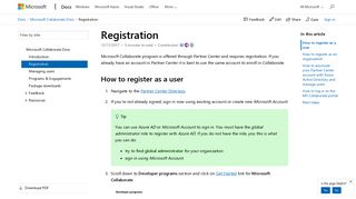 Register with MS Collaborate - Collaborate | Microsoft Docs