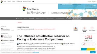 Frontiers | The Influence of Collective Behavior on Pacing in ...