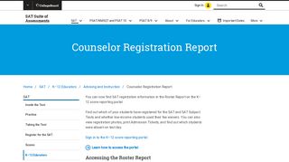 SAT Counselor Registration Report | SAT Suite of ... - The College Board