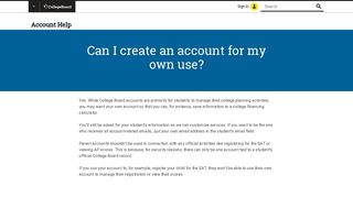 Can I create an account for my own use? - College Board