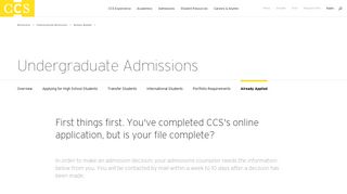 Already Applied | College for Creative Studies