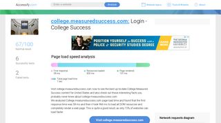 Access college.measuredsuccess.com. Login - College Success