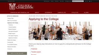Applying to the College - Admissions - College of Charleston