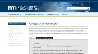 College of Direct Support / Minnesota Department of Human Services