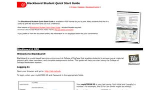 Blackboard Student Quick Start Guide - College of DuPage