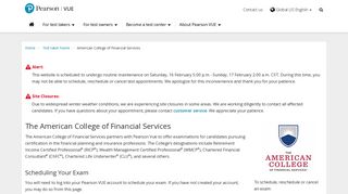 American College of Financial Services :: Pearson VUE