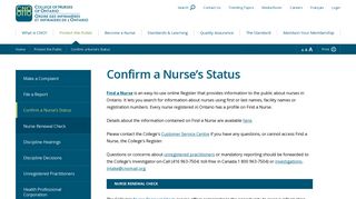 Confirm a Nurse's Status - CNO