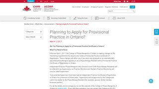 CAPR - Planning to Apply for Provisional Practice in Ontario? - CAPR