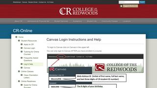 Canvas Log In Instructions - College of the Redwoods