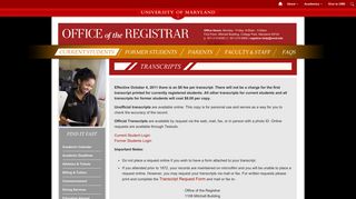 Transcripts | Office of the Registrar - Registrar.umd.edu