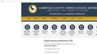 College Preparatory Mathematics (CPM) • Page - Mariposa County ...