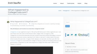 What Happened to CollegeClub.com? - Erich Stauffer