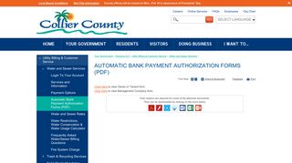 Automatic Bank Payment Authorization Forms (PDF) | Collier County, FL