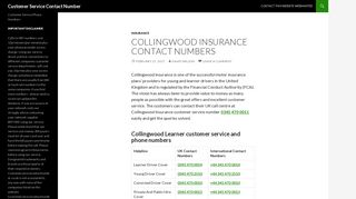 Collingwood Insurance Customer Service Contact Number: 0345 ...
