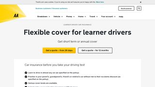 Learner driver car insurance | AA