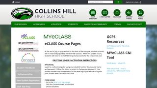 Student Portal / MYeCLASS Info - Collins Hill High School