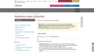 Interlibrary loans (Colombo) · Concordia University Library