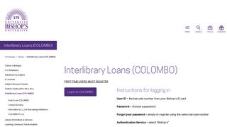 Interlibrary Loans (COLOMBO) - Bishop's University