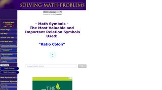 Ratio Colon Symbol - Solving Math Problems