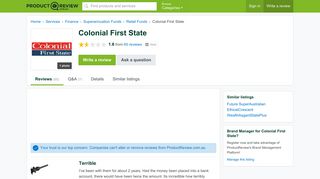 Colonial First State Reviews - ProductReview.com.au